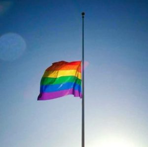 rainbow flad at half-mast