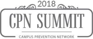 The words, "2018 CPN Summit Campus Prevention Network" in gray font. 