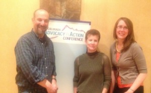PreventConnect's David Lee with Ellen Williams of the Colorado Coalition Against Domestic Violence and Alexa Priddy of the Colorado Coalition Against Sexual Assault
