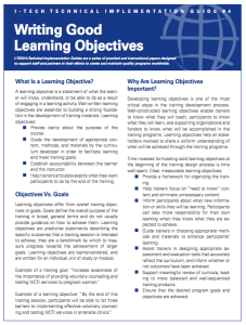 Learning Objectives Guide