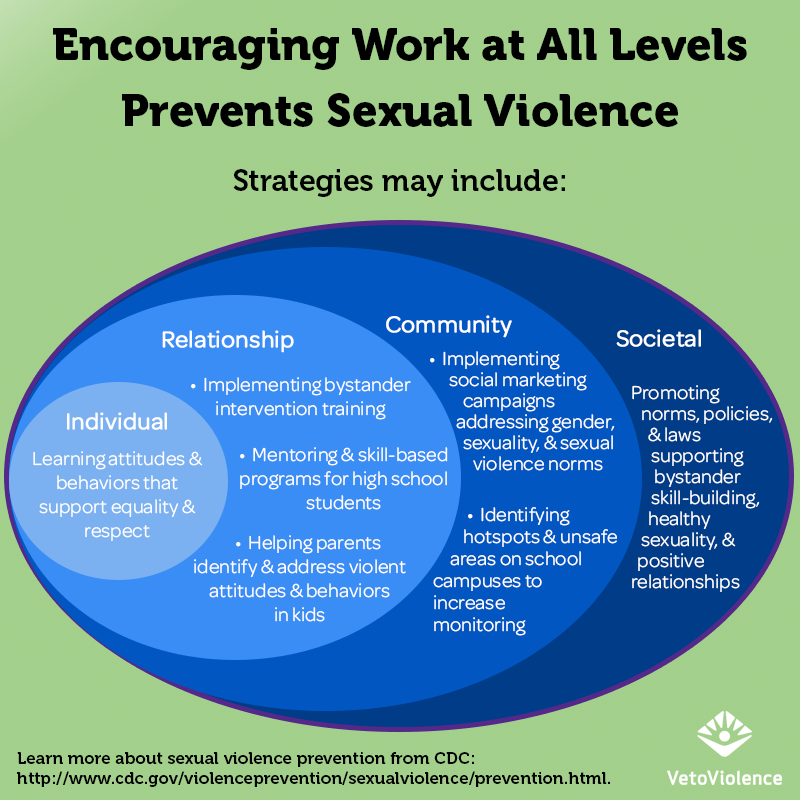 encouraging work on all levels to prevent sexual violence - VetoViolence graphic of social ecological model