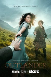 Outlander poster featuring Caitriona Balfe as Claire and Sam Heughan as Jamie Fraser