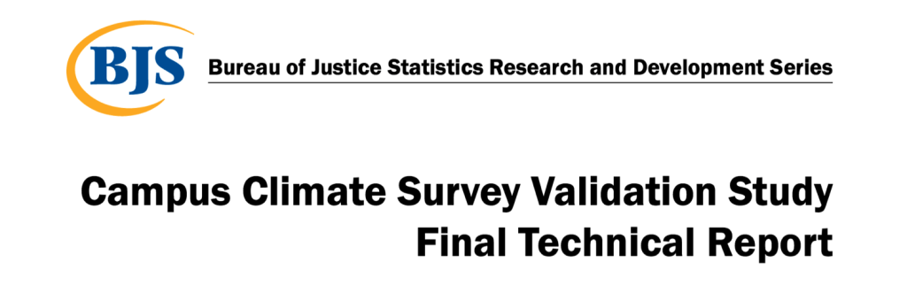 COver of Bureau of Justice Statistics Research and Development Series Campus Climate Survey Validation Study  Final Technical Report
