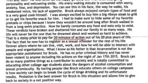 exceprt from Brock TUrner's father with the phrase "20 minutes of action" underlined in red