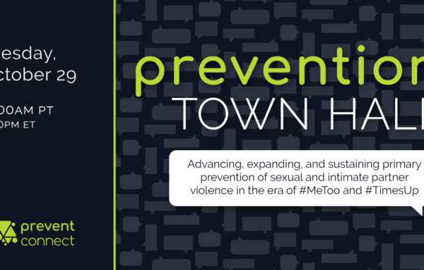 Prevention Town Hall: Advancing, expanding, and sustaining primary prevention of sexual and intimate partner violence in the era of #MeToo and #TimesUp