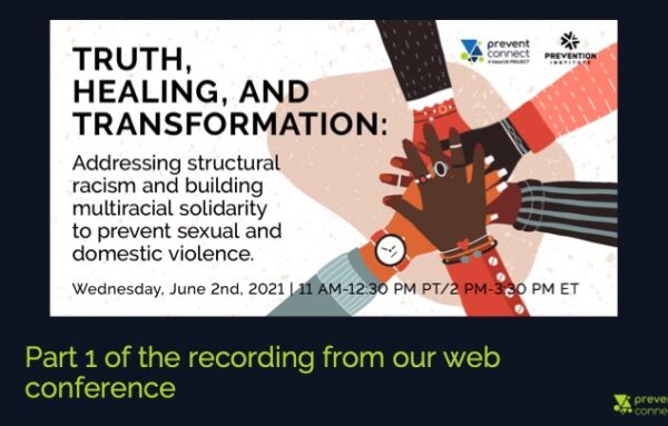 Part 1 | Excerpts from “Truth, Healing, and Transformation: Addressing structural racism and building multiracial solidarity to prevent sexual and domestic violence”